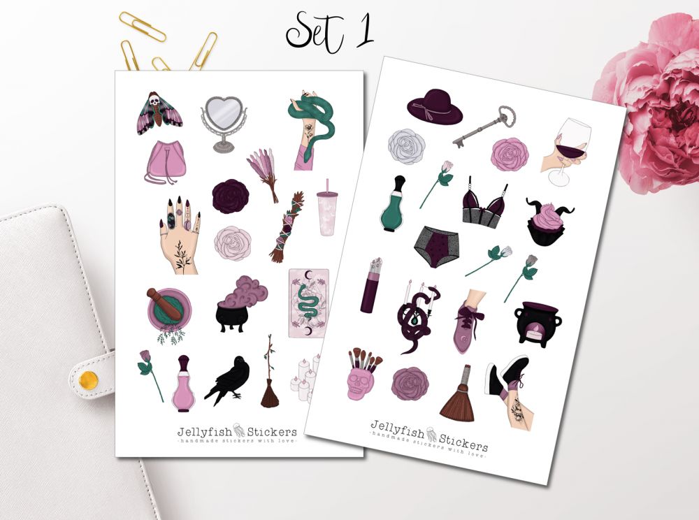 Girl Witch Sticker Set